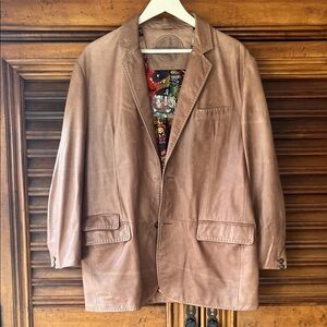 Robert Graham Men's Brown Distressed LeatherTailored-jacket Size 42